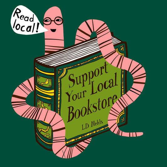 "Read Local" Bookworm Sticker