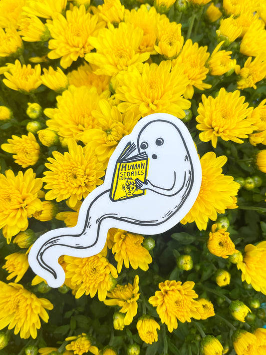 Ghost Reading Human Stories Sticker