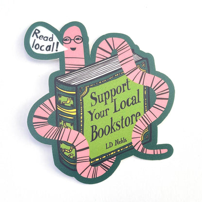 "Read Local" Bookworm Sticker