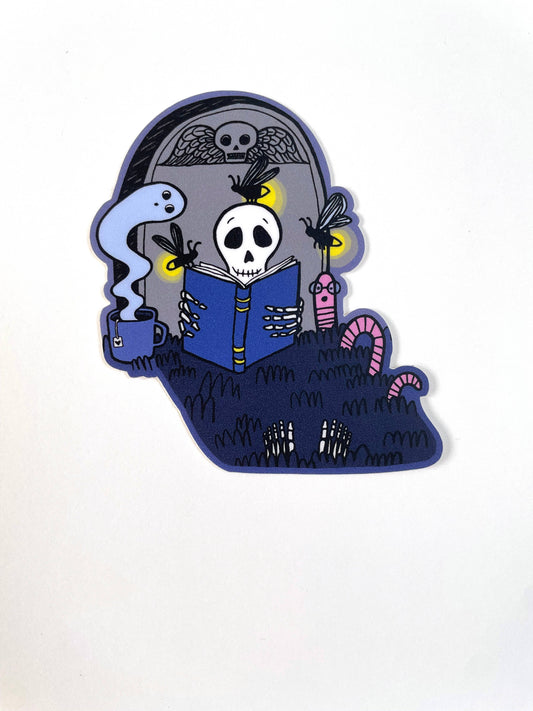 Skeleton Reading with Friends Sticker