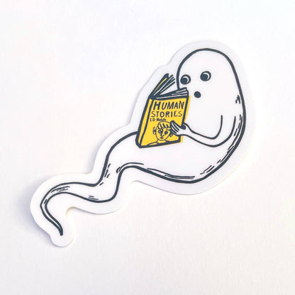 Ghost Reading Human Stories Sticker