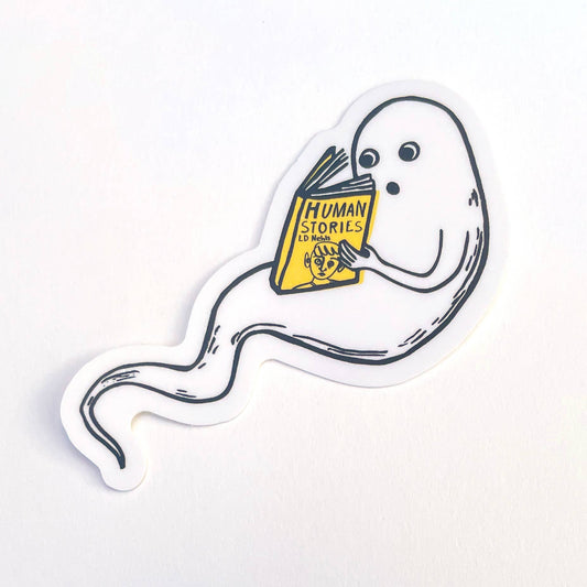 Ghost Reading Human Stories Sticker