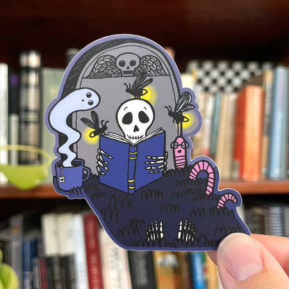 Skeleton Reading with Friends Sticker